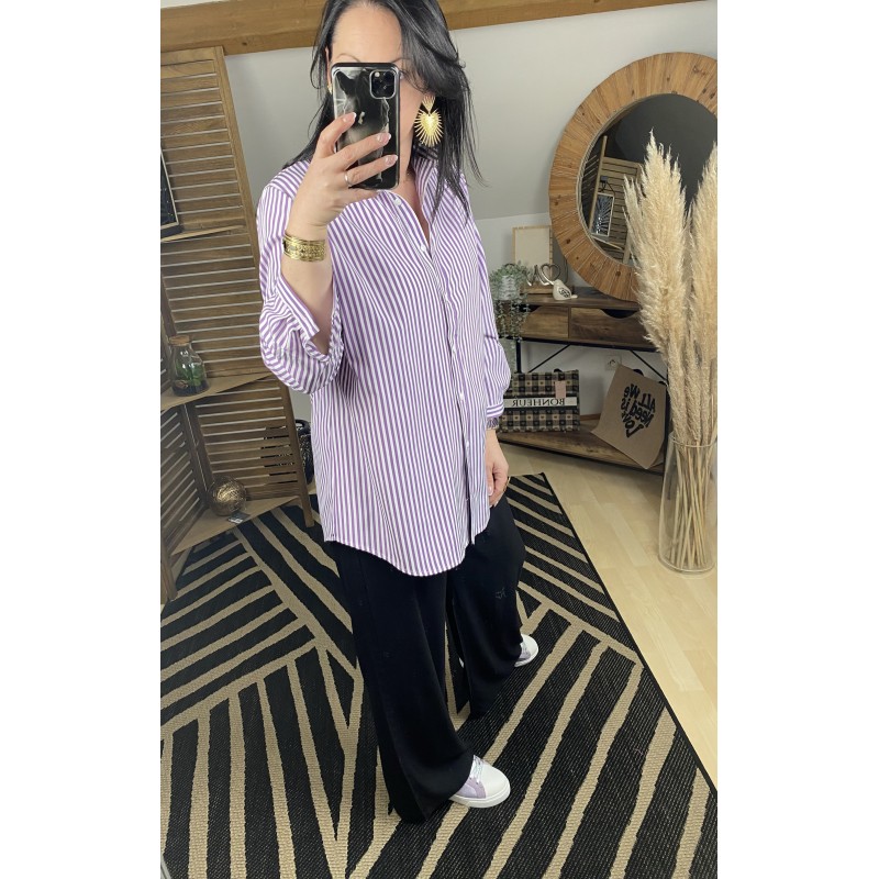 Chemise rayée violette