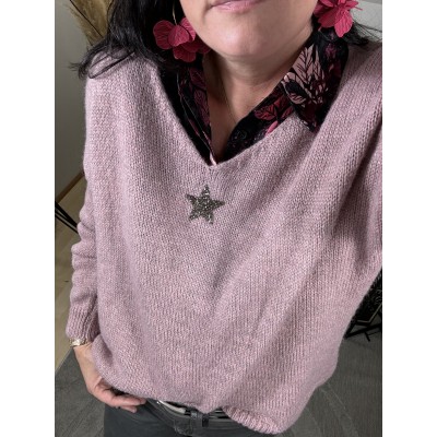 Pull Etoile Vieux rose