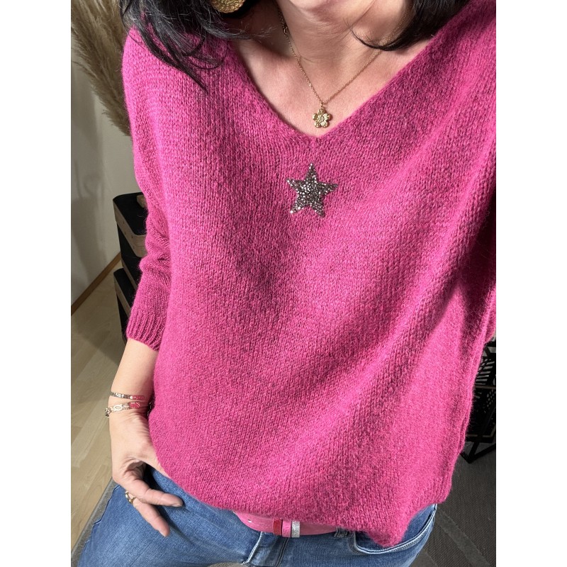 Pull Etoile Magenta