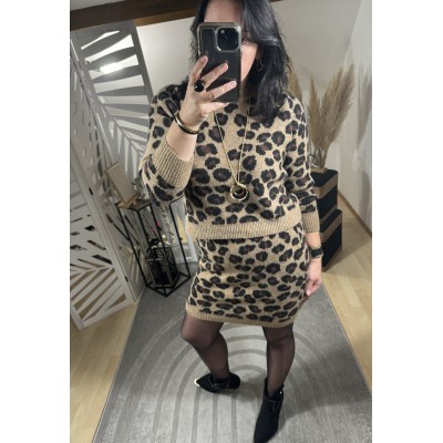 Jupe droite Leopard