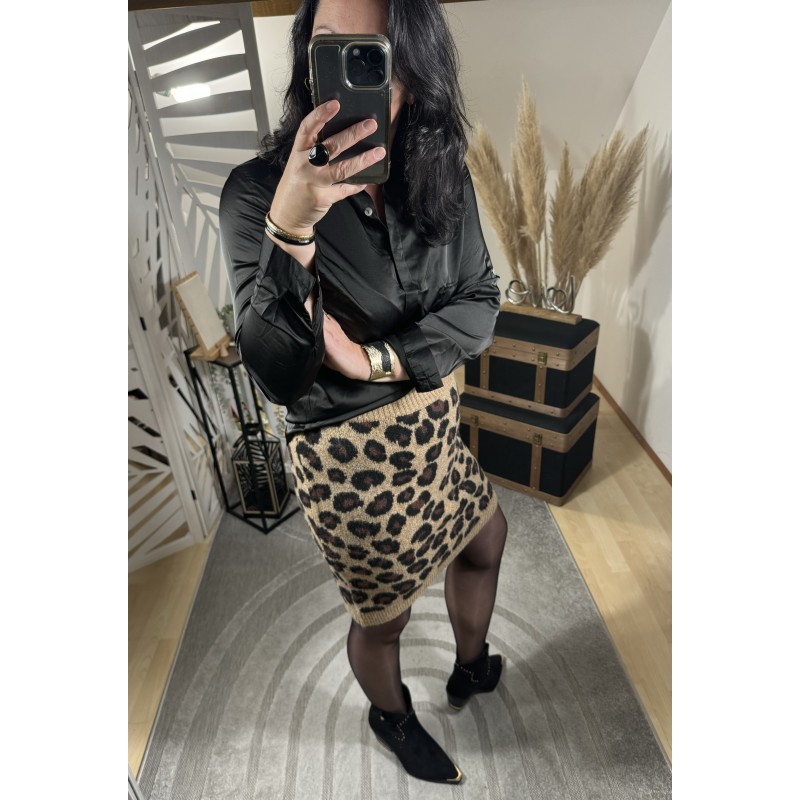 Jupe droite Leopard